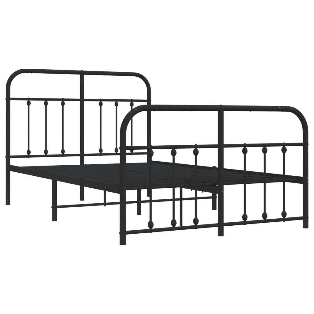 Giroletto con Testiera e Pediera Metallo Nero 120x200 cmcod mxl 79166