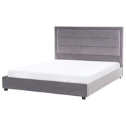Letto matrimoniale ad acqua in velluto grigio scuro 160 x 200 cm testata imbottita stile moderno