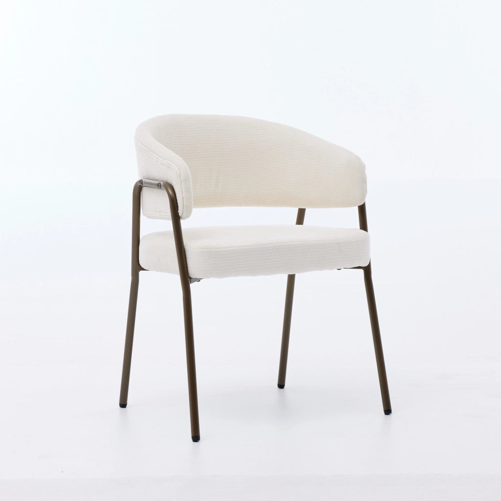 Sedia da Pranzo Imbottita con Braccioli ¨C MINIMAL ¨C Velluto Beige, Gambe in Metallo Ottone