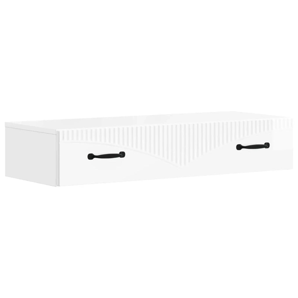 Tavolino da Parete Laterale Bianco Lucido 87,5 x 34,5 x 17 cm 899009