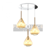SOSPENSIONE CROMO 3 LUCI TONDA VETRI AMBRA 1177CR-S3 T-AM