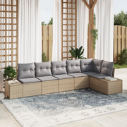 Set divani da giardino 6 pezzi con cuscini Beige Polyrattan