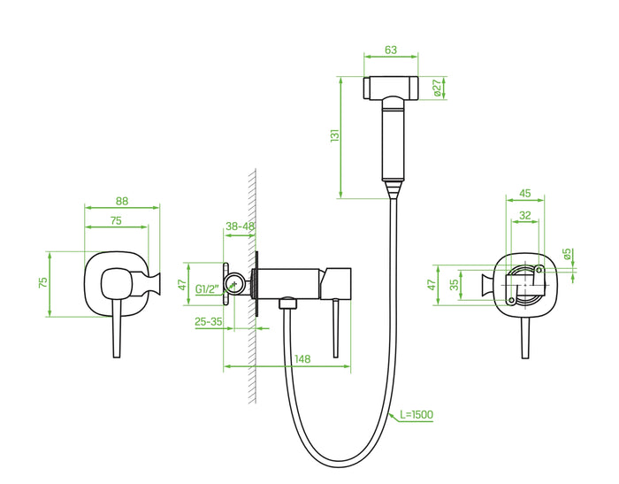 Miscelatore bidet a incasso con doccetta bidet cromata – pratica, elegante e salvaspazio