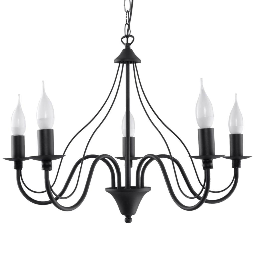 Lampadario Minerwa Crimson a 5 luci in acciaio nero E14 LED Max 10W