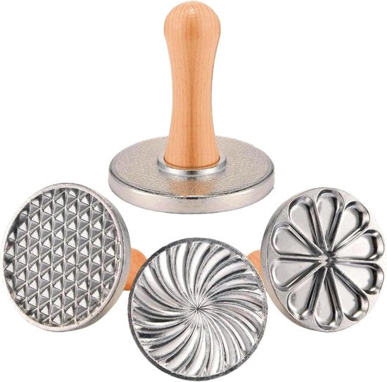 Impastatrice per biscotti da 3, forma biscotto in metallo con manico in legno, accessori per decorare biscotti per la cucina da assemblaggio, torte, dolci, confezioni regalo