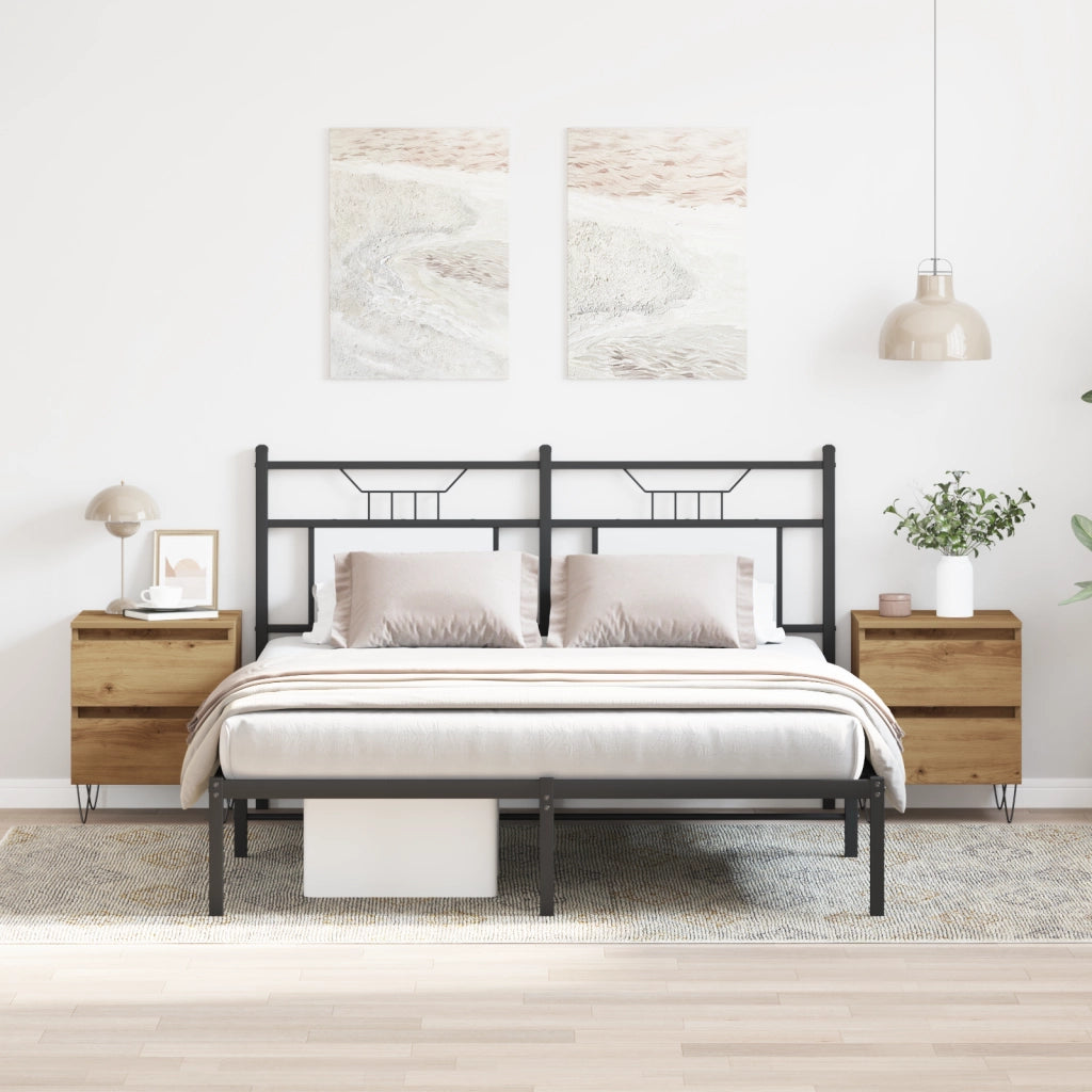 Comodini 2 pcs Rovere Artigianale 40x35x50 cm Legno Ingegnerizzato