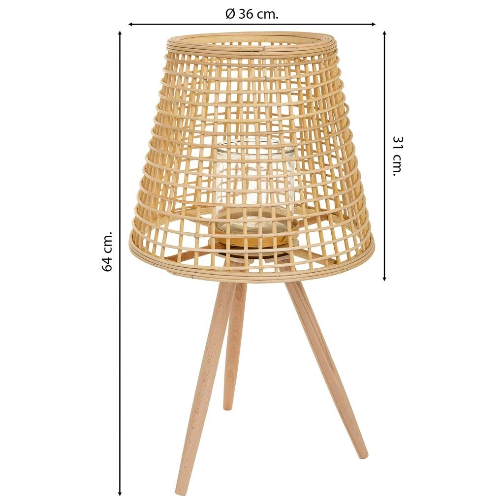 Lanterna portacandele in bambù e rattan marrone d36x31/64h
