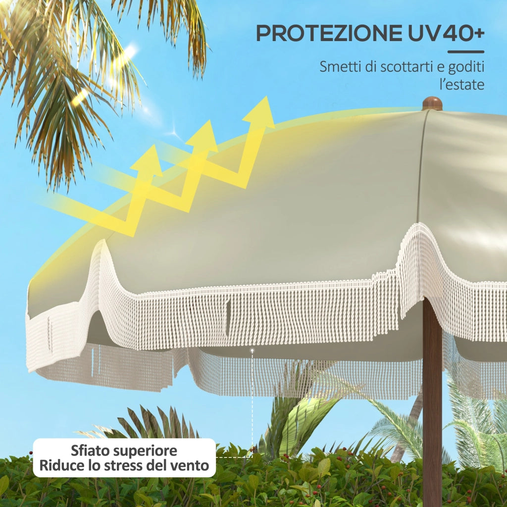Ombrellone da Giardino ¨C zephmum ¨C Verde, Metallo e Poliestere, ?190x210 cm