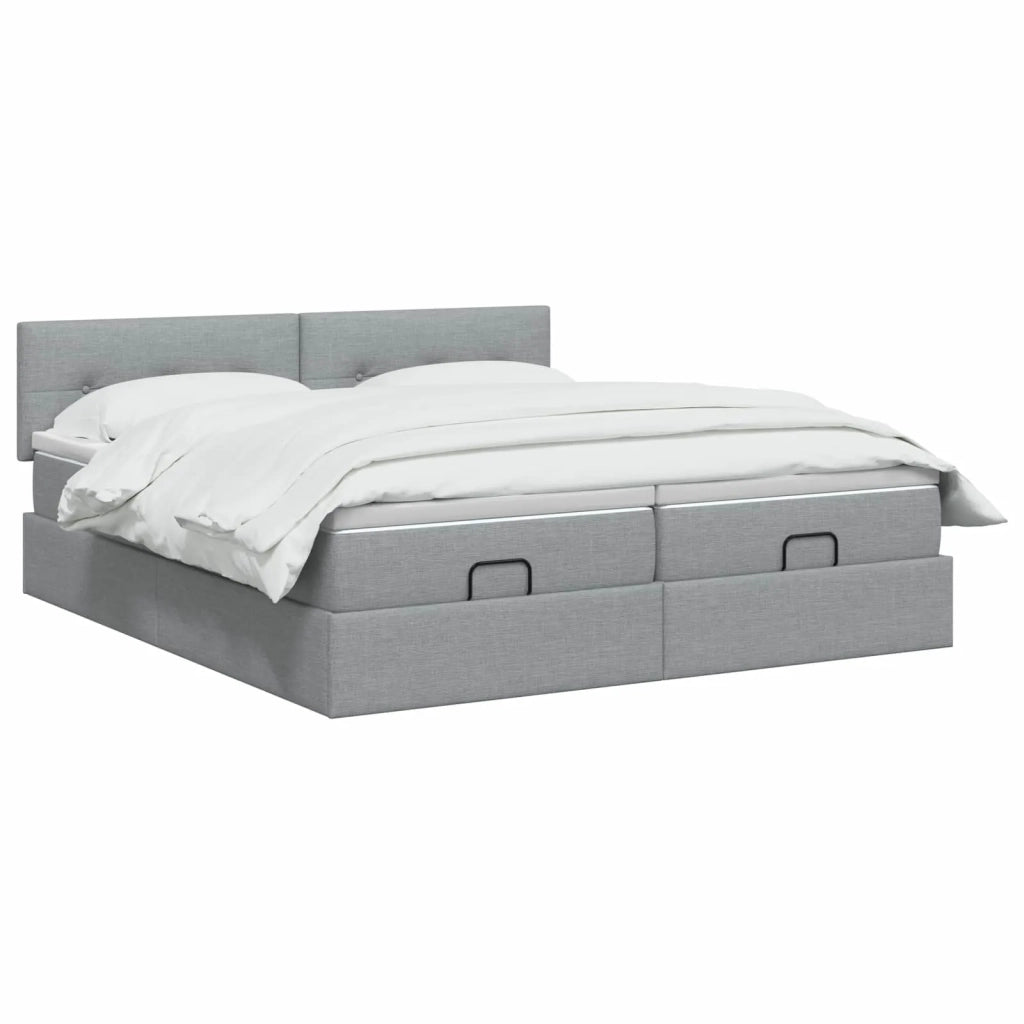 Letto Ottomano con Materasso e LED Grigio Chiaro 200 x 200 cm 3457280