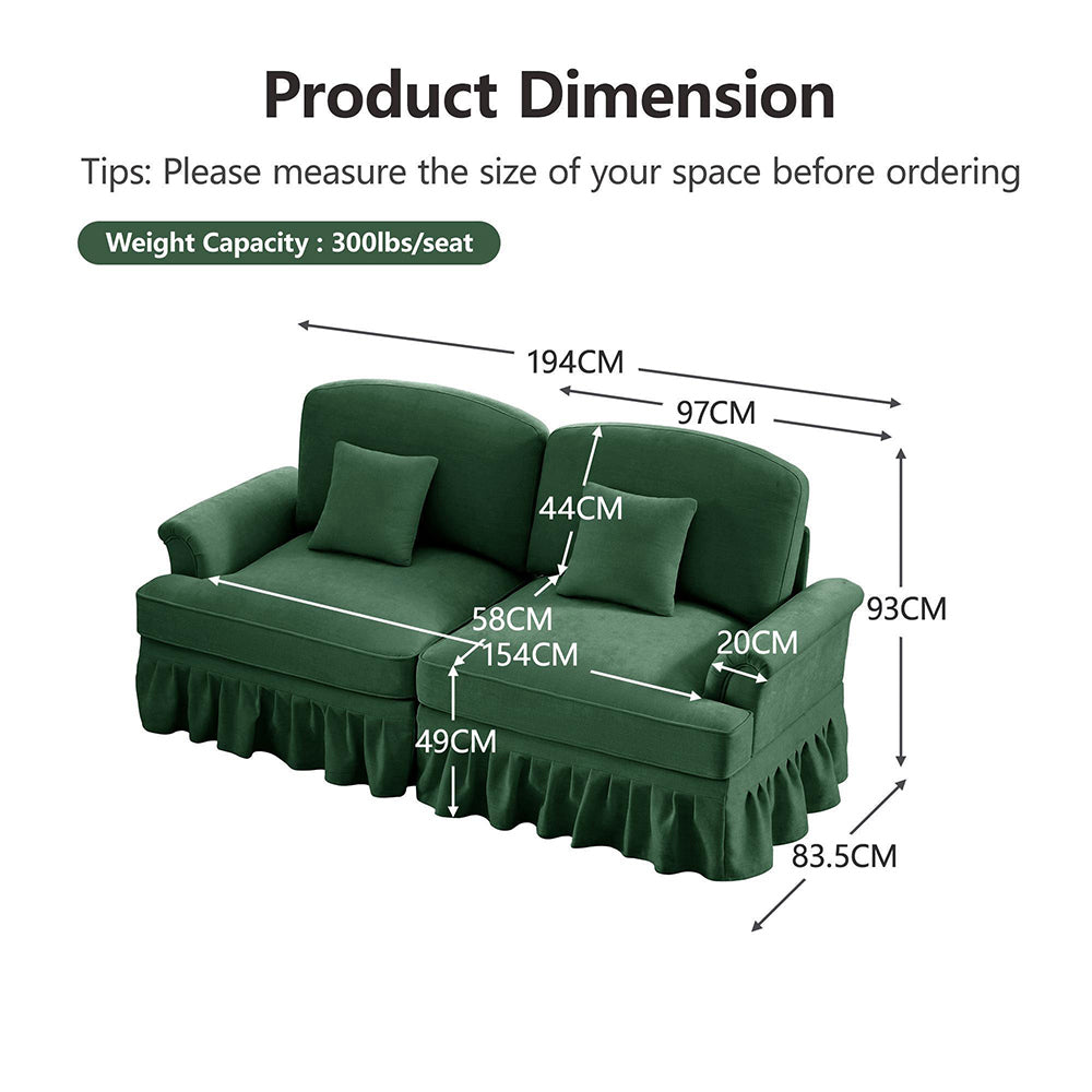Set modulare 2 pezzi - Xylo - 3+2 posti, chenille, stile classico, verde