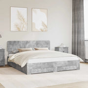 Struttura del letto con testiera Grigio cemento 200 x 200 cm