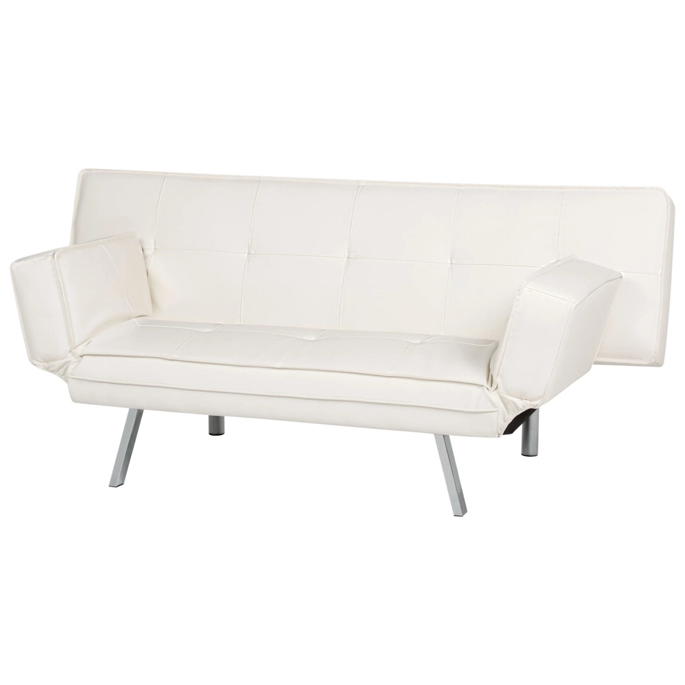 Divano Letto 3 Posti colore Bianco Ecopelle Senza Braccioli stile Moderno soggiorno