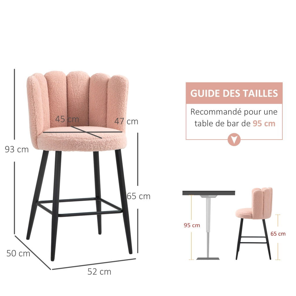 Sgabelli da Bar con Schienale e Poggiapiedi ¨C Zephmum ¨C Rosa, Acciaio, 52x53x93 cm