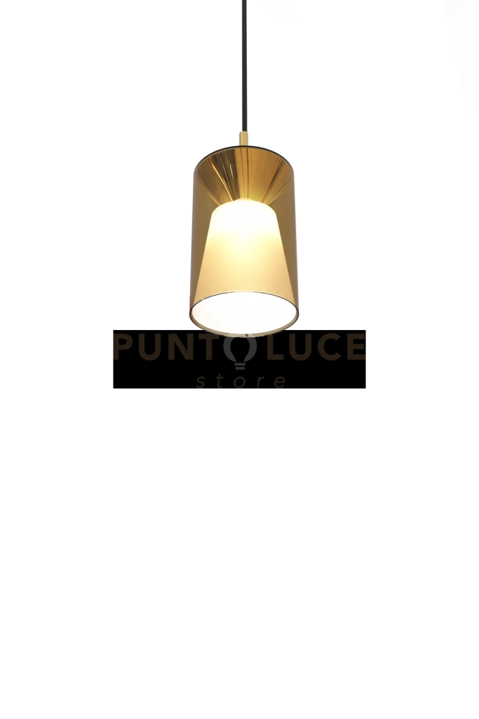 ICONIC-P BR Sospensione 1 luce struttura in metallo bronzo con vetro bronzo attacco E27 diametro15cm senza base