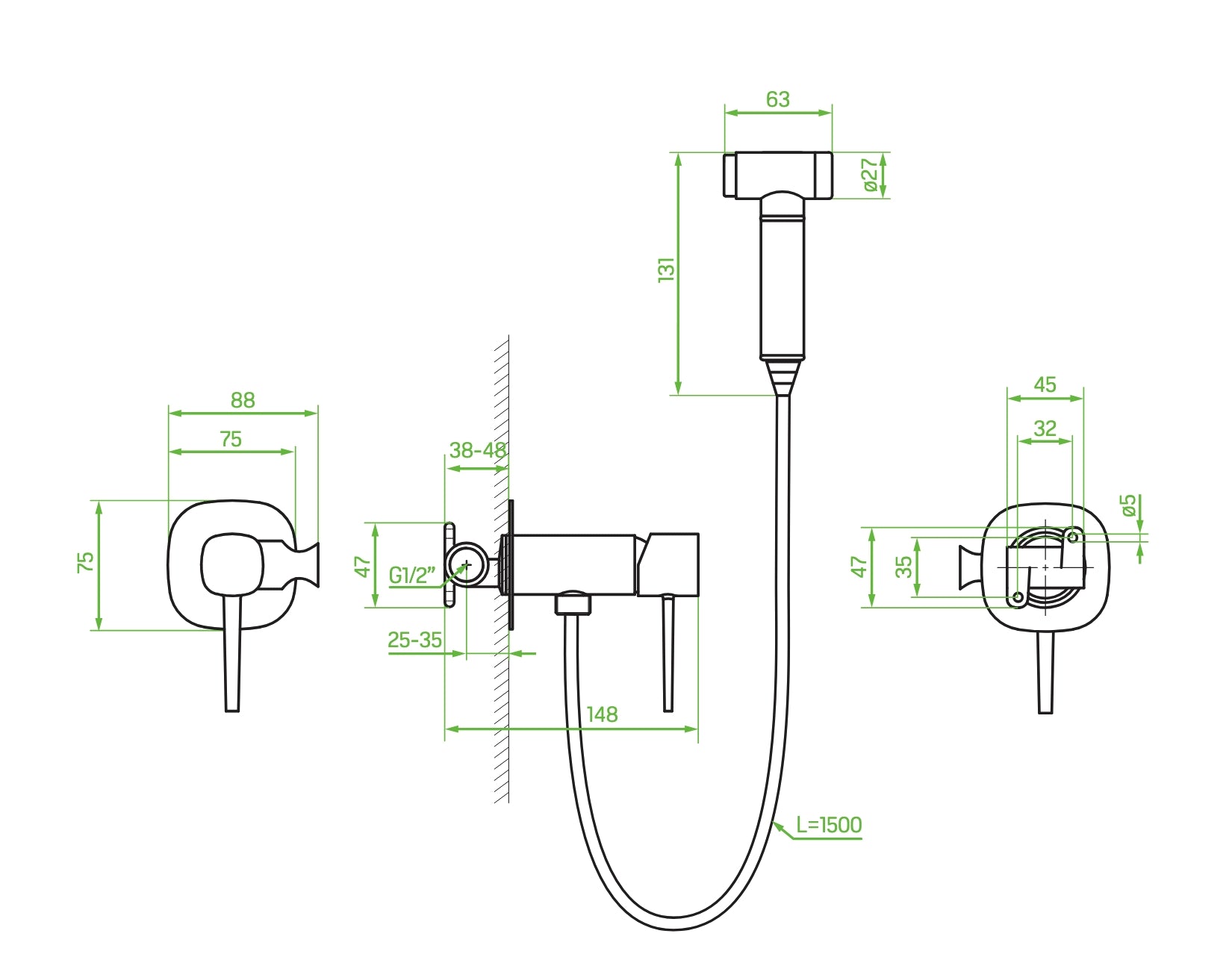 Set idroscopino bidet a incasso con doccetta bidet oro spazzolato – elegante e funzionale