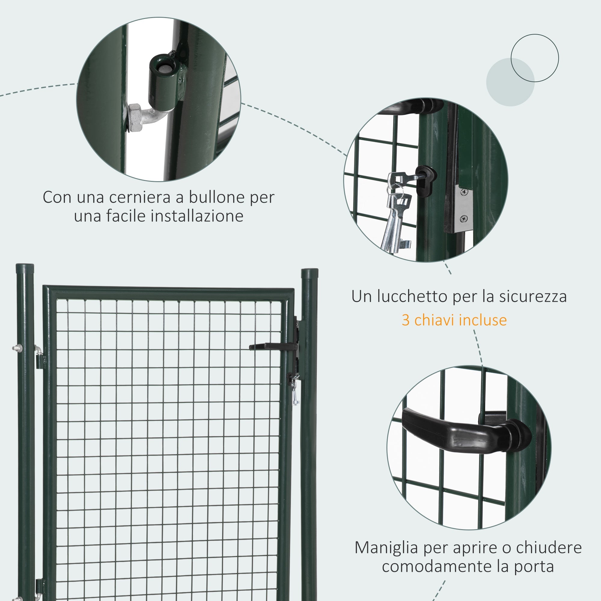 Cancello da Giardino 97x150 cm in Acciaio Verde