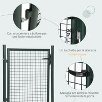 Cancello da Giardino 97x150 cm in Acciaio Verde