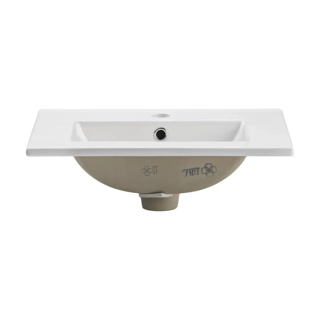 Lavabo da incasso FLOW 50 cm in ceramica bianca lucida