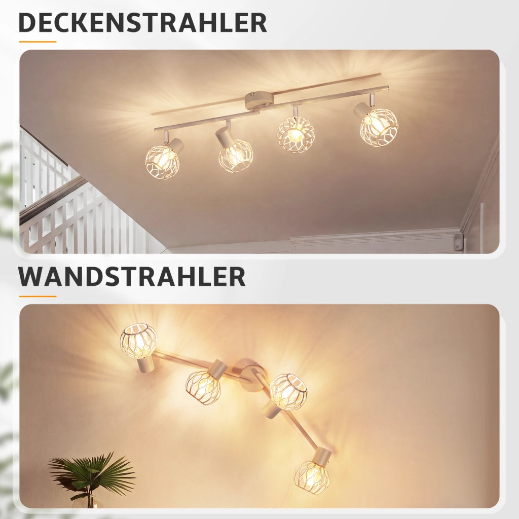 ZMH Faretto da soffitto 4 Luci Grigio E14 Metall Orientabile Moderni per Soggiorno Cucina Corridoio Senza Lampadina