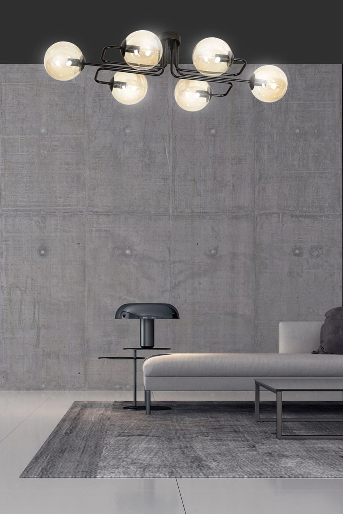 Lampadario Emibig Brendi metallo 6xE14 nero/miele dimmerabile