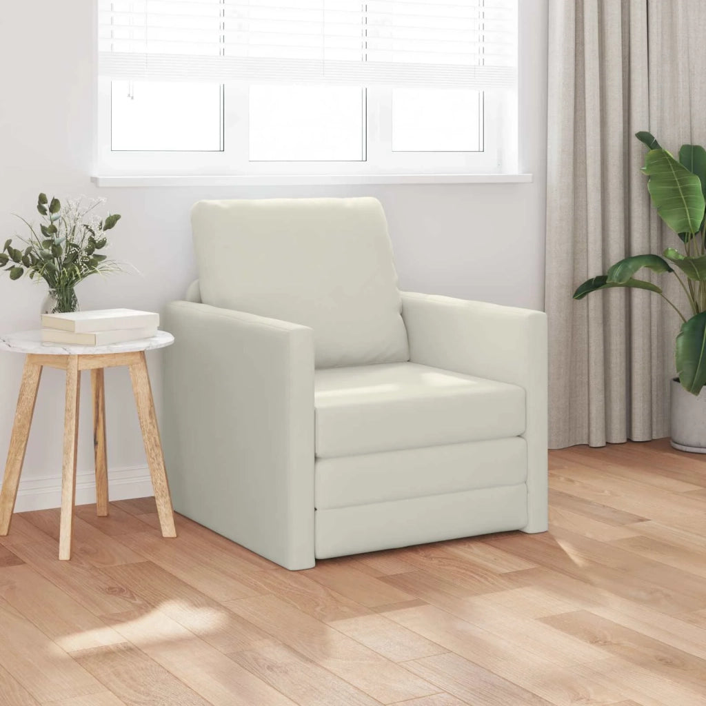 Divano letto | Sof¨¤ letto | Letto singolo Crema 74 x 77 x 81 cm Velluto