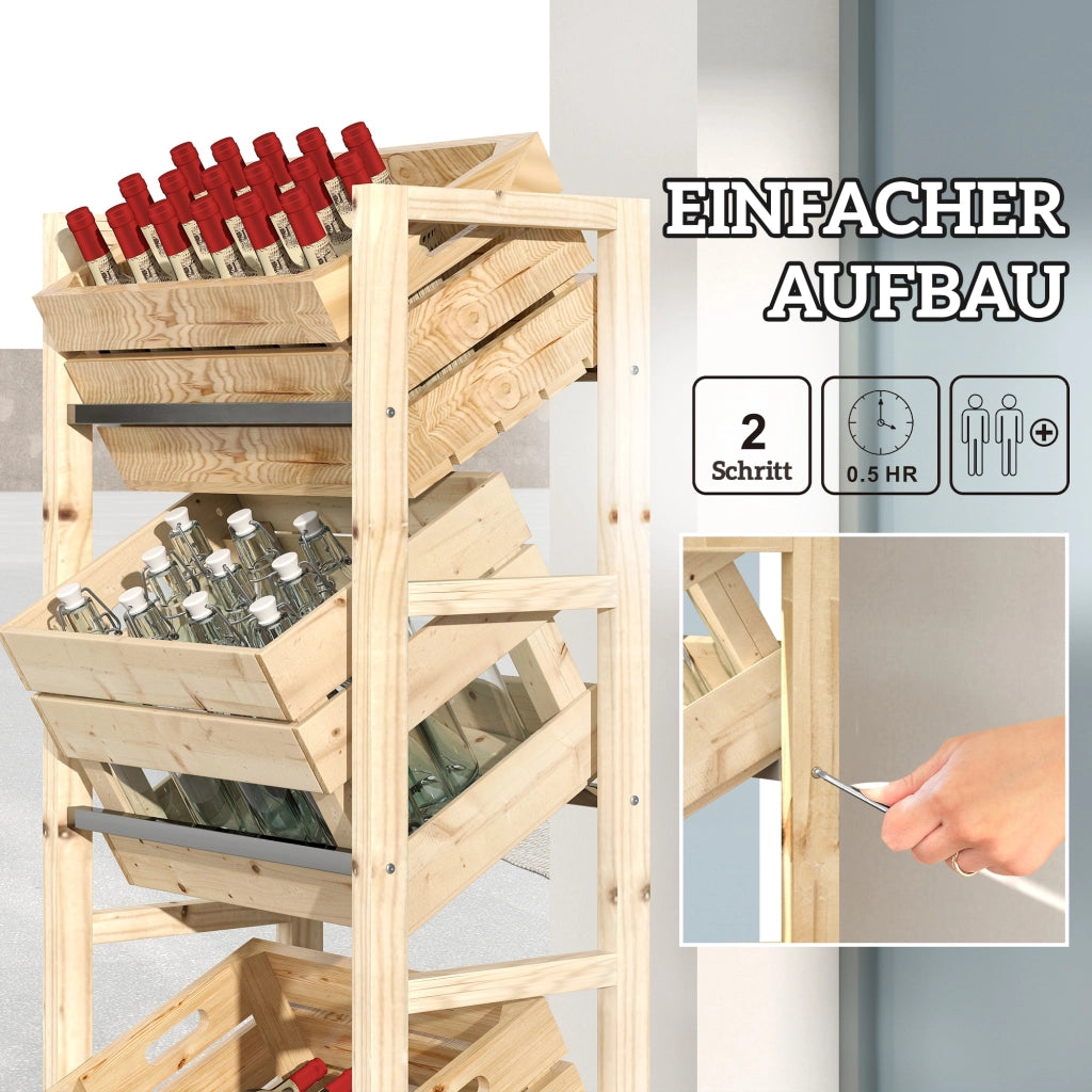 Libreria per Casse di Bevande ¨C zephmum ¨C 56x32x112 cm Legno Naturale