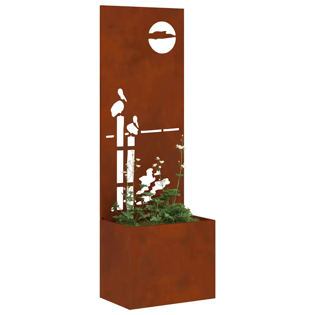 vidaXL Vaso da Giardino con Pannello Decorativo Ruggine 50 x 140 cm