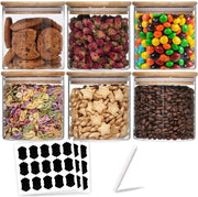 Set di contenitori in vetro con coperchio, 6 pezzi, 350 ml, contenitori per spezie, set di contenitori per scatole di conservazione, vetro, spezie, ermetici, set di contenitori per scatole di conservazione in vetro