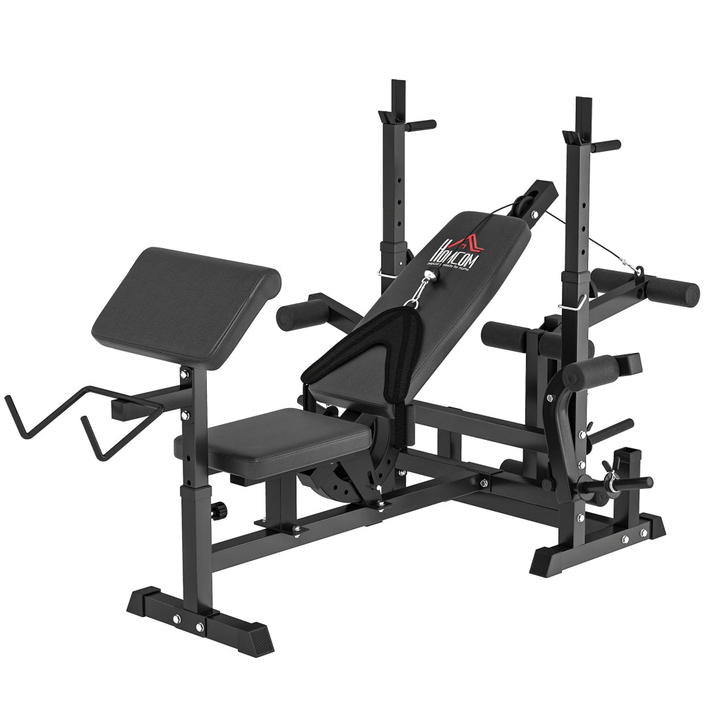 Panca da Palestra Regolabile ¨C zephmum ¨C Nero, Acciaio e PU, 210x110x103-123 cm