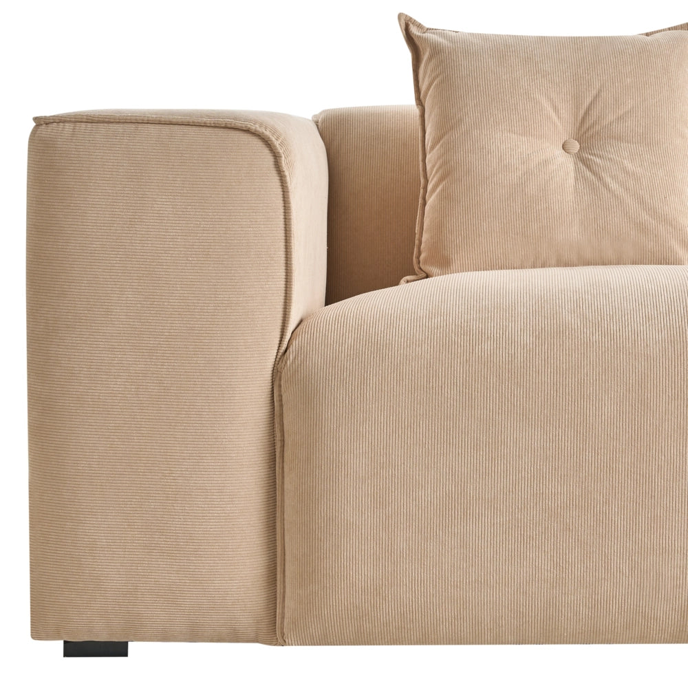 Divano Angolare Beige Velluto A Coste 3 Posti Cuscini Extra Dispersi versione sinistra stile Moderno