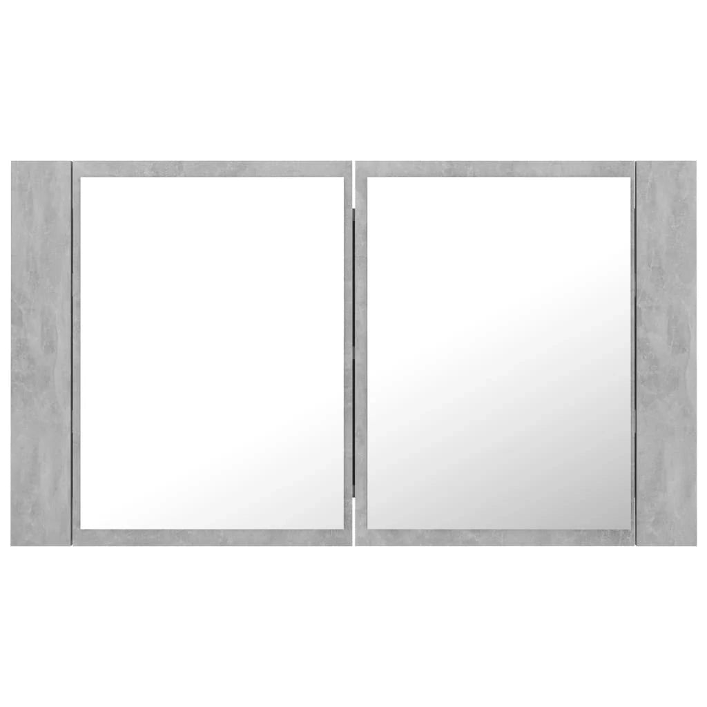 Mobiletto da bagno con specchio LED 80 x 12 x 45 cm acrilico grigio 02_0006612