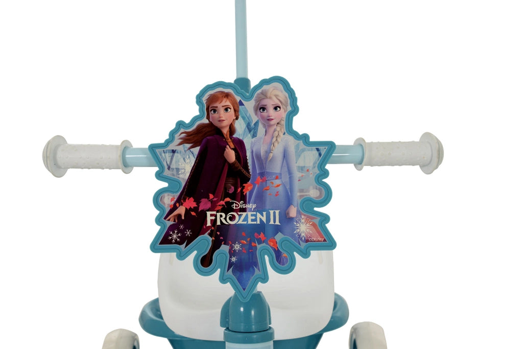 Triciclo a Pedali Primi Passi per Bambini con Maniglione Genitoriale Rimovibile e Vano Contenitore Disney Frozen Azzurro