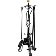 SET 4 ATTREZZI DA CAMINO PIGNA CON POMOLO IN OTTONE