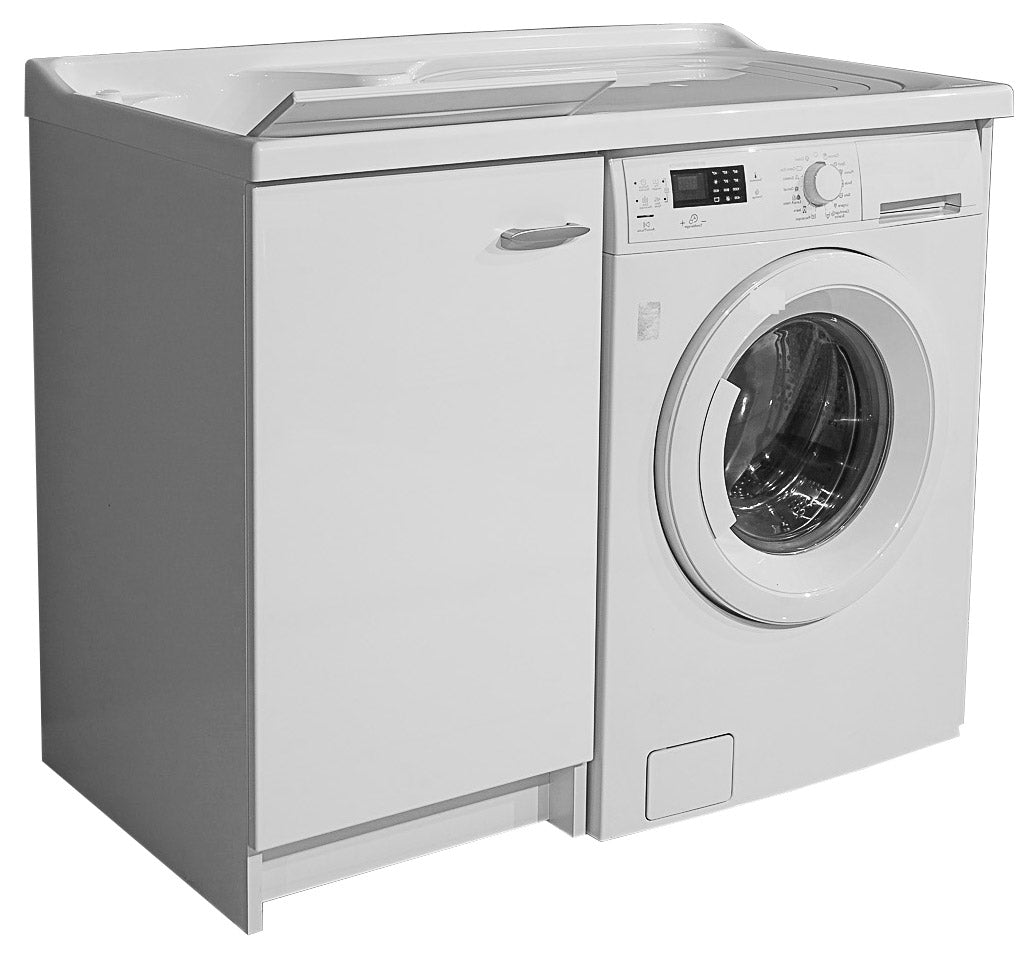 Lavatoio e Coprilavatrice 109x60x89cm Asse in Termoplastico Montegrappa Marella Bianco Sinistro con Cesto