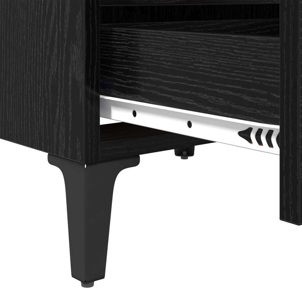Comodino Rovere Nero 40x35x50 cm Legno ingegnerizzato