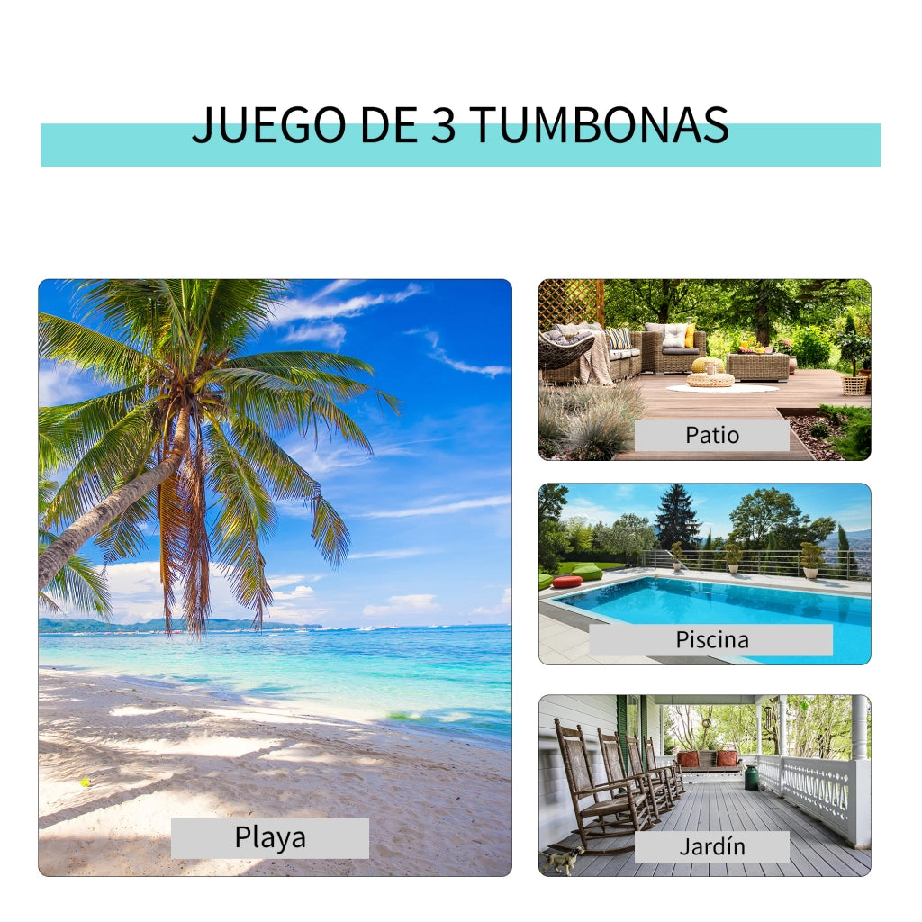 Set Tumbonas con Tavolino in Vetro ¨C Zephmum ¨C Grigio