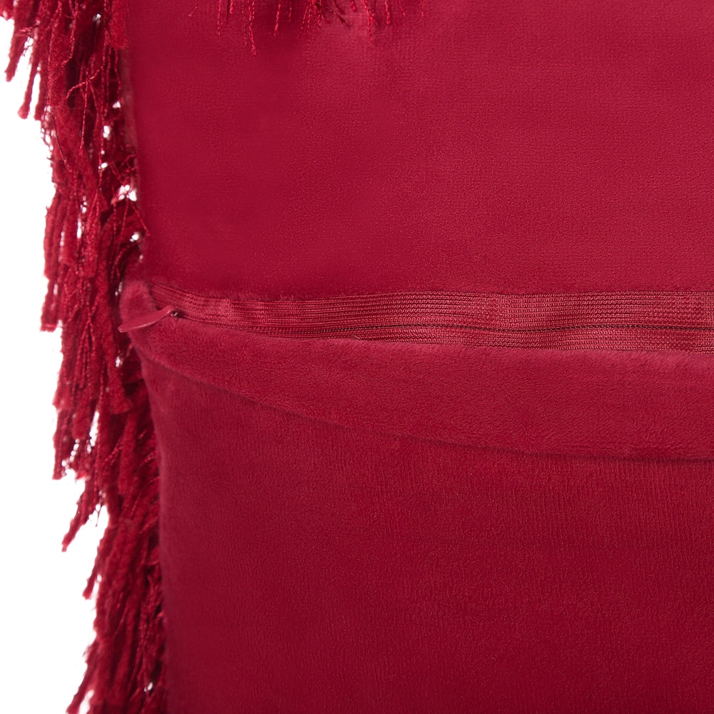 Set di 2 cuscini decorativi Fodera per cuscino in tessuto di poliestere rosso con inserto superficie pelosa 45 x 45 cm