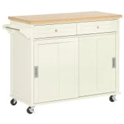 Isola per Cucina per Utensili e Accessori con Cassetti, Armadietto e Portasciugamani, 110x49.5x89.5 cm, Bianco