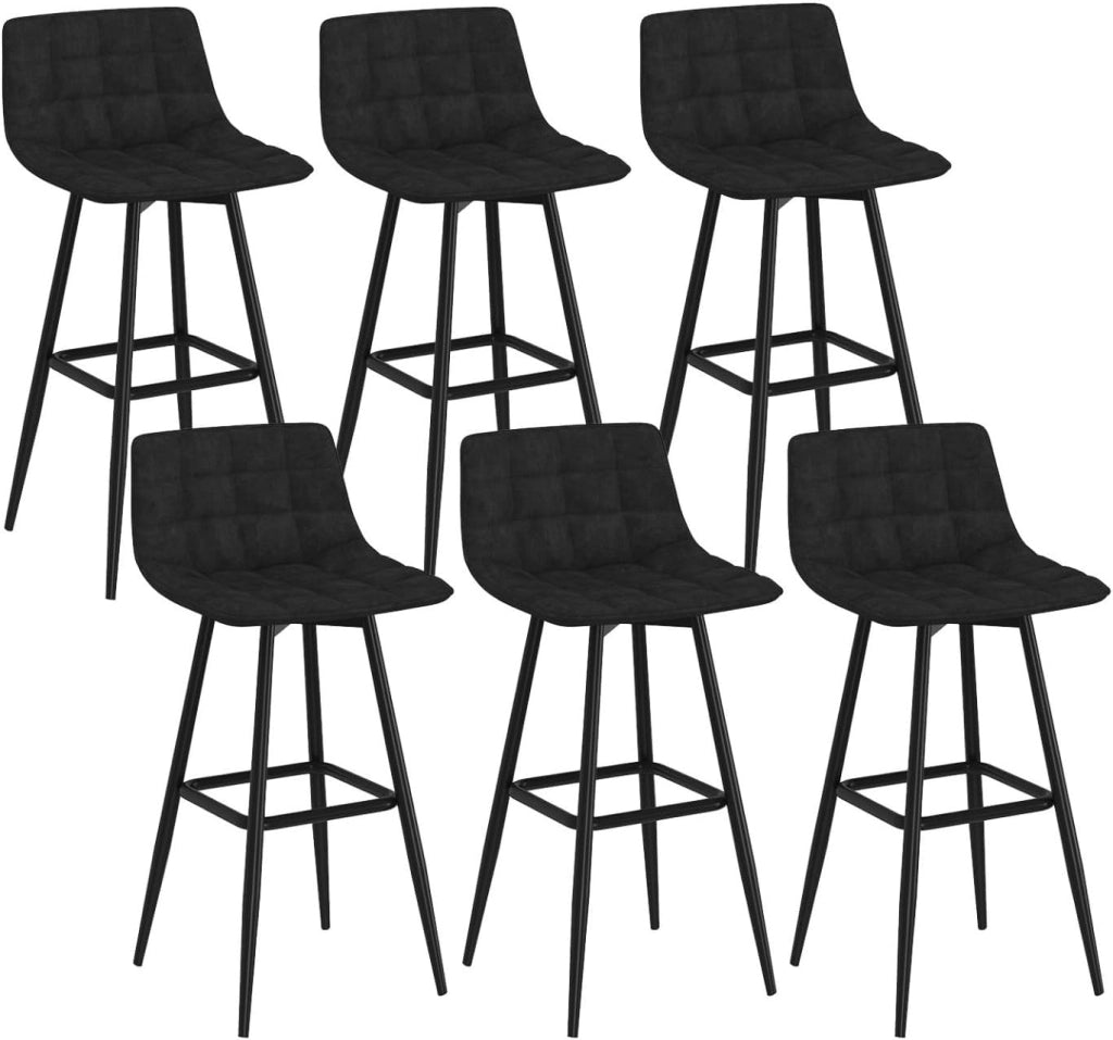 Set di 6 sgabelli da bar MADY in velluto nero