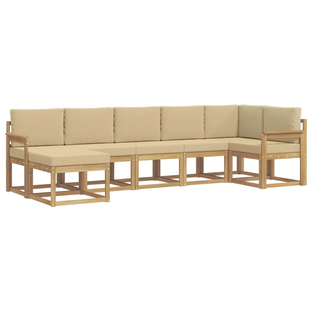 Set di divani da esterno 7 pcs Bianco e Beige Poliestere 3387937