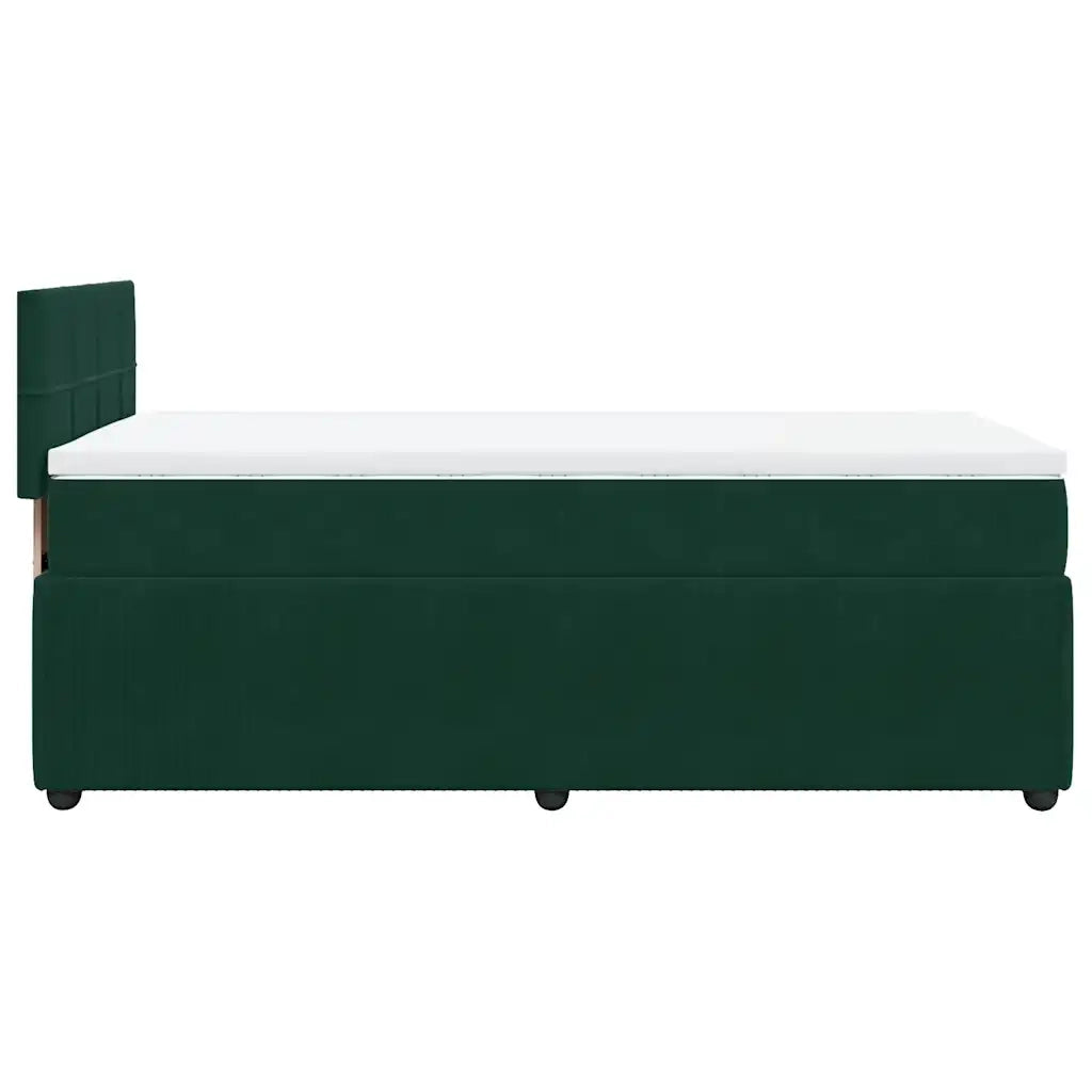 Giroletto a Molle con Materasso Verde Scuro 90x200 cm Velluto