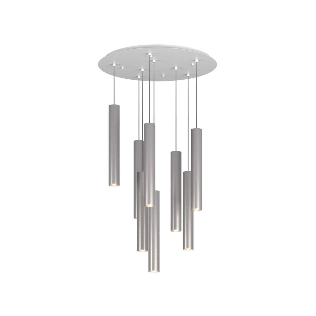 Lampadario Industrial-Minimal Xeana Metallo Bianco Alluminio 8 Luci Gu10