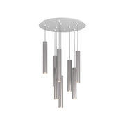Lampadario Industrial-Minimal Xeana Metallo Bianco Alluminio 8 Luci Gu10