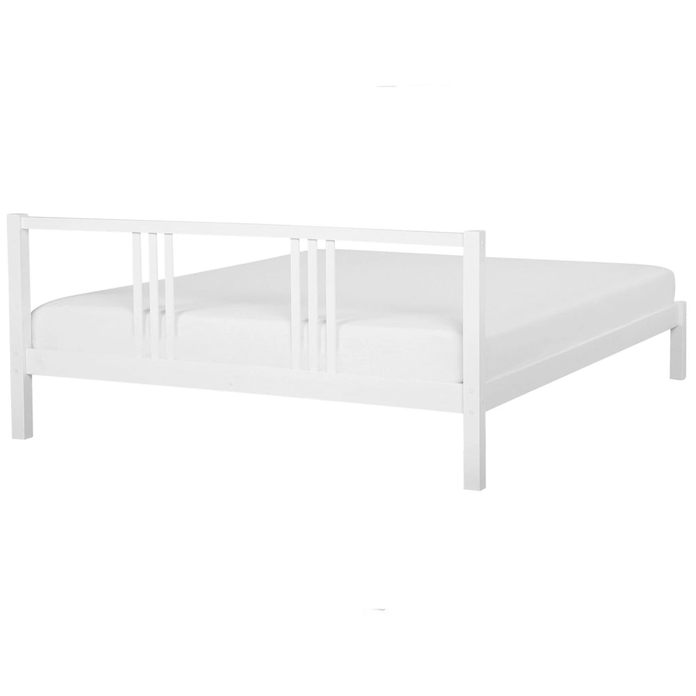 Letto in Legno di pino Bianco con Rete a Doghe Stile Classico 180 x 200 cm