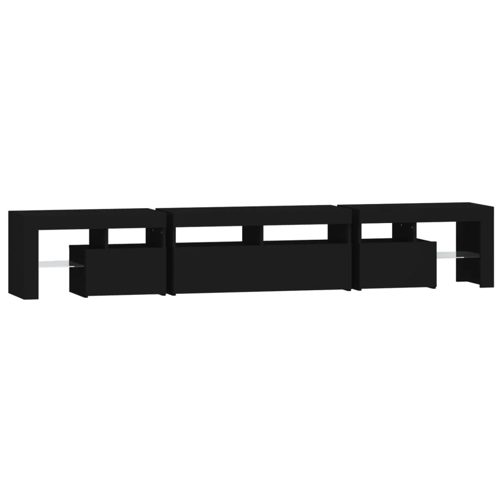 Mobile TV multimediale mensola TV credenza mobile TV per sala da pranzo soggiorno camera da letto con luci LED 230 x 36,5 x 40 cm nero 02_0026562
