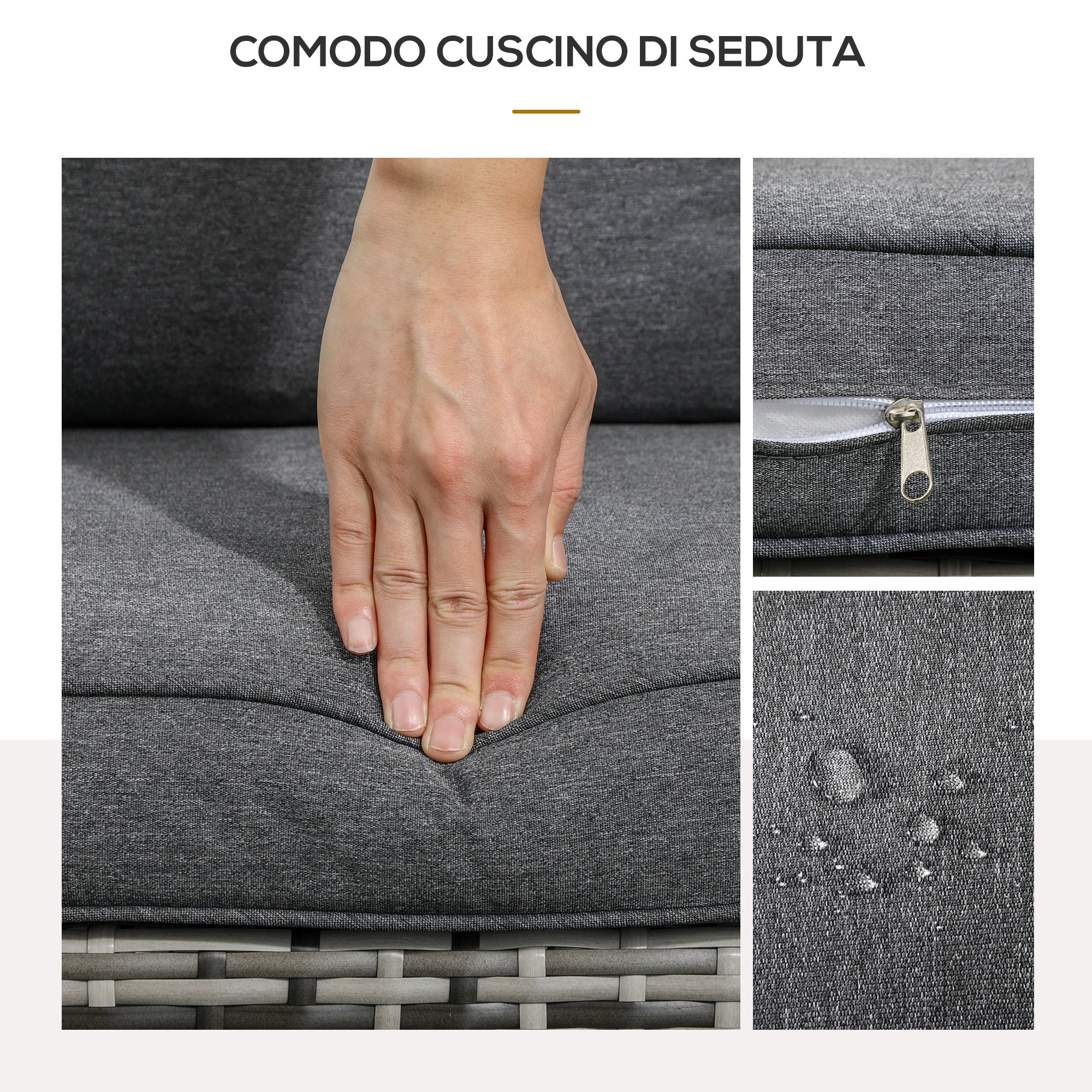 Sedia da Giardino 64x80x90 cm in Rattan e Acciaio Grigio