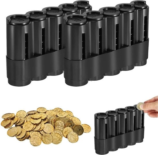 Dispensatore di Monete 2 Pezzi - Opacizzatore di Monete Professionale - Nero - Plastica - 130 x 83mm - Progettazione Ergonomica