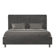 Letto matrimoniale francese senza rete imbottito 140x210 microfibra grigio Agueda