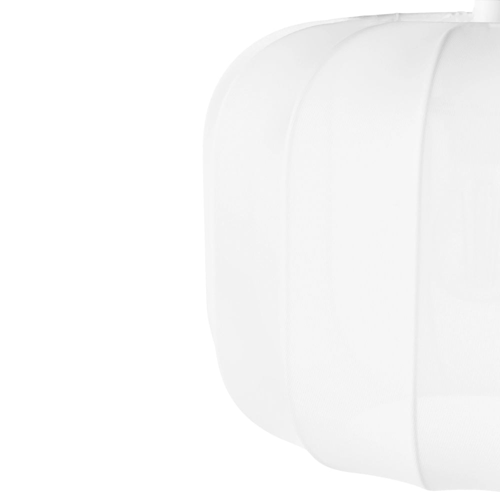 Lampada a sospensione con paralume in nylon bianco design moderno ideale per il soggiorno.