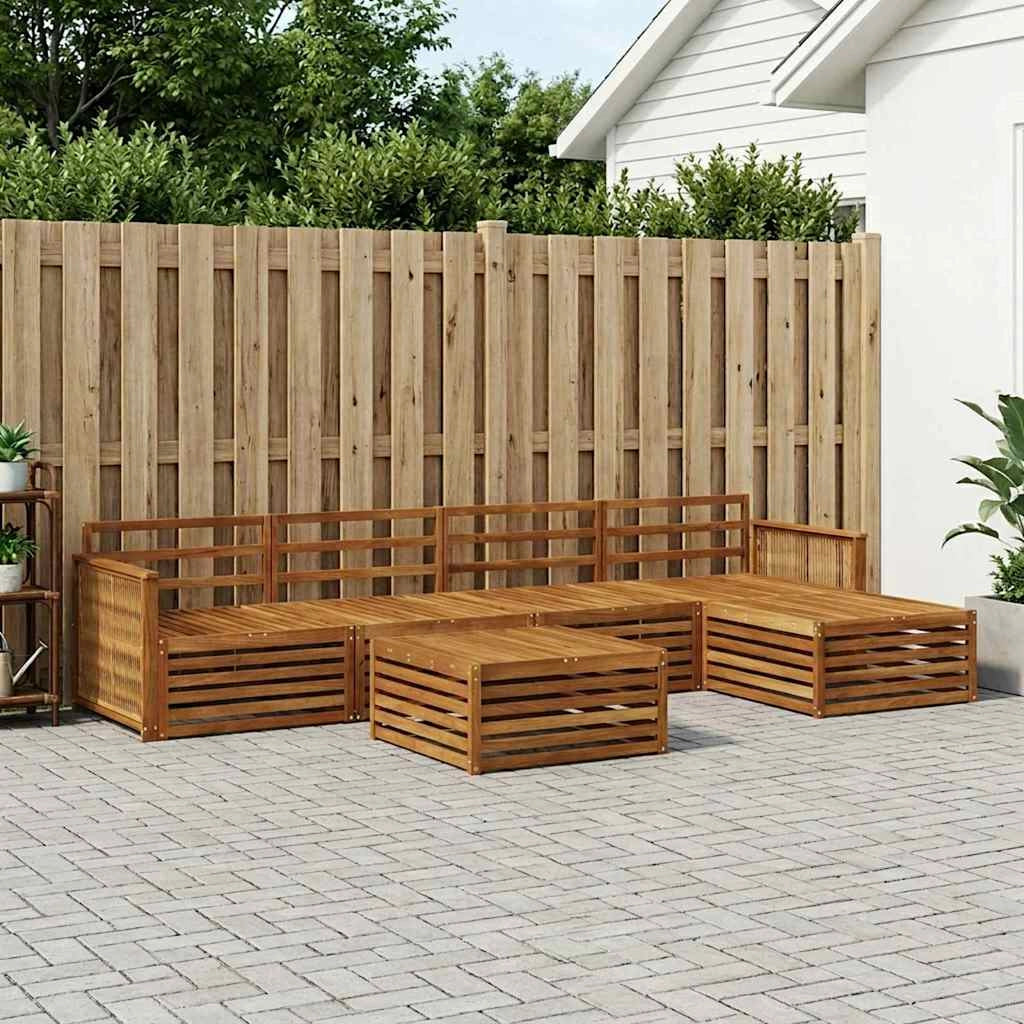 Set di divani da esterno 6 pz Naturale Legno di Acacia Massello 3383267